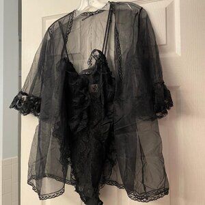 Black Teddy and Robe set - Size M